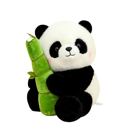 XIANXIAN Panda Stuffed Animal 9.8 Soft Bear Plush Toys with Bamboo Stuffed Panda Plushies Cute Doll Gifts Black and White (9.8inch