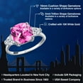thumbnail image 2 of Gem Stone King 10K White Gold Pink Created Sapphire and Lab Grown Diamond Engagement Ring for Women | 5.54 Cttw | Cushion 10MM | Gemstone September Birthstone | Size 9, 2 of 6