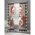 thumbnail image 4 of Christmas Sheer Curtains 108 Inch Length 2 Panels Set Window Treatments, Winter Santa Claus Poinsettia Wooden Plaid Rod Pocket Semi Curtains for Living Room/Bedroom/Kitchen Décor, 104"W x 108"L, 4 of 7