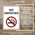 thumbnail image 6 of ADA CENTRAL SIGNS - No Smoking Sign with Bottom Pictogram - ADA Compliant Digitally Printed Text Wall Sign - Smoke-Free Area Signs for Office, Business, Hotel, & Restaurant - Vinyl 5” x 7”, 6 of 7