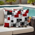 thumbnail image 2 of Outdoor Pillow Cover Abstract Geometric Set of 2 Waterproof Throw Pillowcases Red Gray Modern Art Decorative Patio Furniture Pillows for Couch Garden Indoor & Outdoor Use, 2 of 9