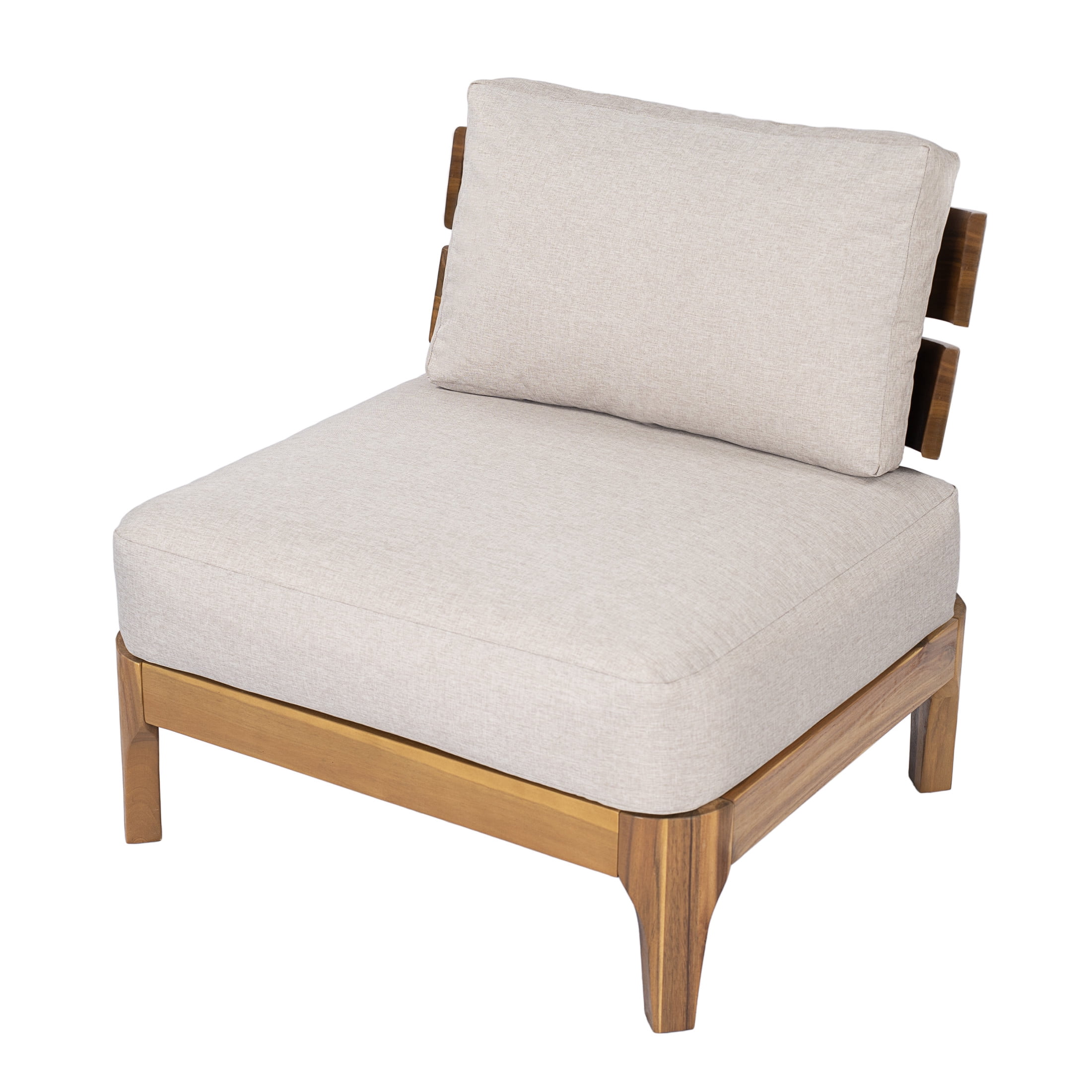 Christopher Knight Home Outdoor Club Chair with Cushion, Acacia Wood Frame, Teak + Beige