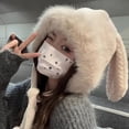 thumbnail image 5 of Thickened Cute Wool Soft Big Rabbit Ears Hat Warm Bucket Hat Plush Ear Protection Hat BEIGE, 5 of 8