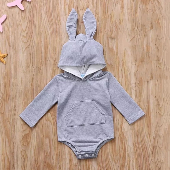 UACY Newborn Baby Girl Boy My 1st Easter Outfit Bunny Ear Hoodie Bubble Romper Rabbit Bodysuit Jumpsuit Overall Clothes