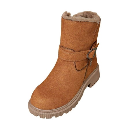 

Ediodpoh Snow Boots With Warm And Cosy Women s Leather Boots Real Wool Winter Boots for Comfort And Warmth Boots for Women Brown 7.5