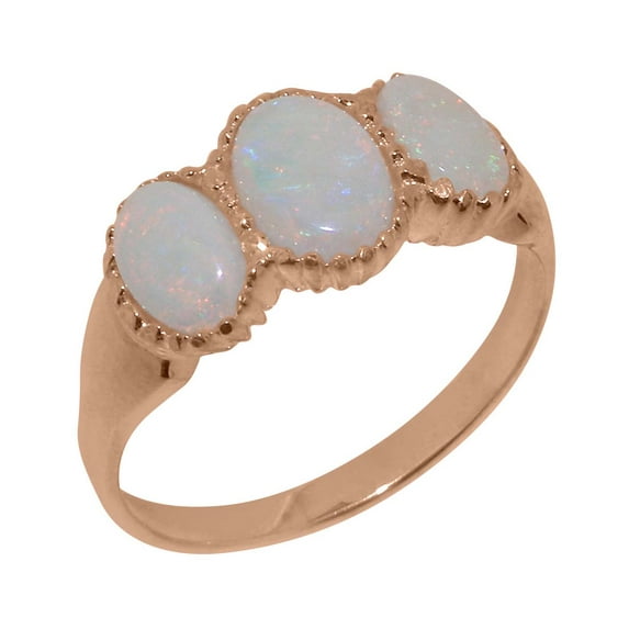 LBG British Made 9k Rose Gold Natural Opal Womens Anniversary Ring - 33 size options - Size 7.75