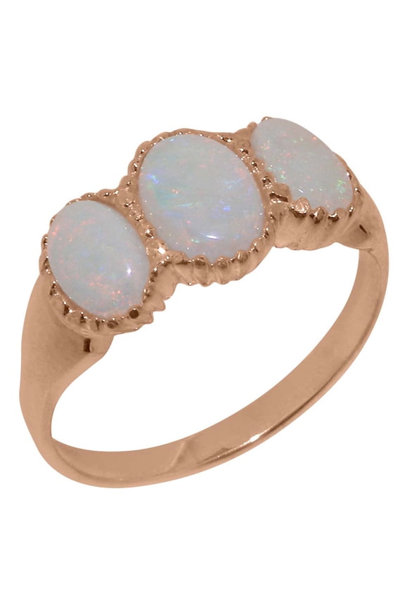 LBG British Made 10k Rose Gold Natural Opal Womens Anniversary Ring - 33 size options - Size 10