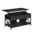 thumbnail image 1 of VASAGLE Table Basse Industrielle Relevable avec Compartiments Cachés et Étagère de Rangement, Noir avec Grain de Bois, 1 of 6