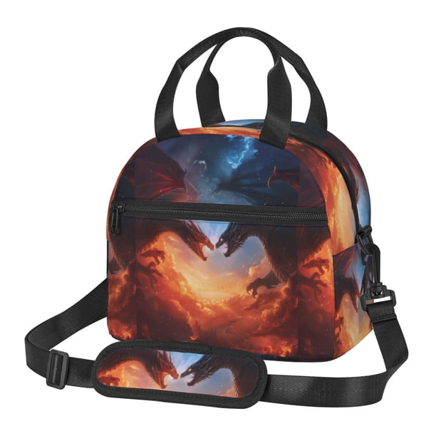 Balery Red And Blue Fire Cloud Dragon Bolsa de Almuerzo Impresa, Caja de Almuerzo Reutilizable, Bolsa Térmica Aislada para Almuerzo, Bolsa Antiderrames