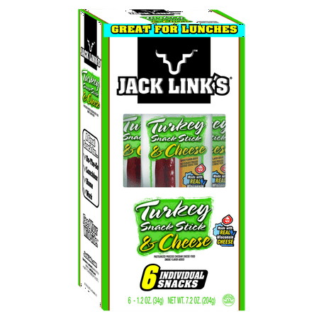 Jack Link's 100% Turkey Snack Stick & Cheese 1.2oz 6 Count Multipack