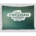 thumbnail image 1 of Motivational Tapestry, Stay Focused and Never Give Up Inspirational Words on Abstract Backdrop, Wall Hanging for Bedroom Living Room Dorm Decor, 80W X 60L Inches, Jade Green White, by Ambesonne, 1 of 2