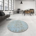 thumbnail image 3 of Ahgly Company Indoor Rectangle Contemporary Jeans Blue Abstract Area Rugs, 2' x 5', 3 of 6