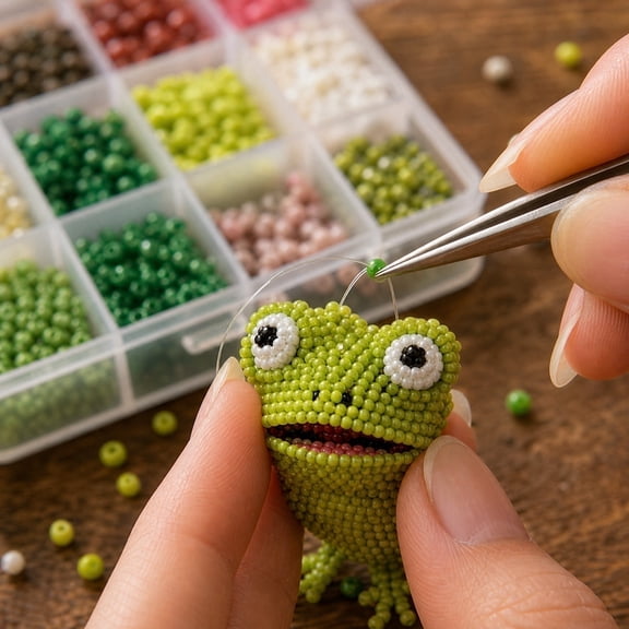 Kiddiway Mini 3D Beaded Animal Set – Beading Craft Kit with Colorful Beads & Guide, Make Tiny Beaded Creatures, Arts and Crafts for Stress Relief