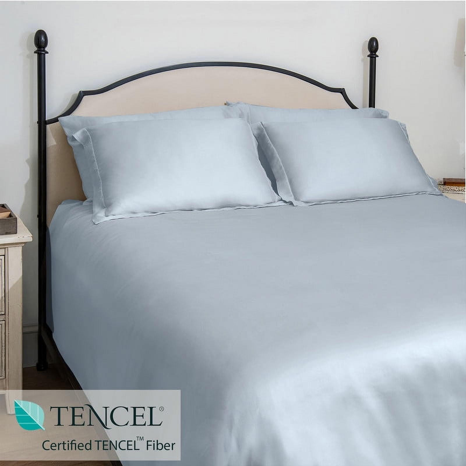 Delara 100% Eucalyptus Lyocell Tencel Bedding Sheet Bundle, King 7-Piece Set, Cooling, Silky Soft, Breathable Sheets, Light Blue