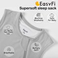 thumbnail image 4 of Saco de Dormir para Bebé EasyFi 2-Pack de Rayón de Bambú 1.0 Tog Rosa Gris, 4 of 7