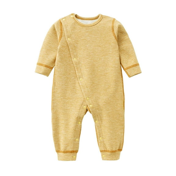 Otqutp Girls Warm Overcoats Windproof Baby Girls Boys Warm Soft Romper Jumpsuit 0 24 Months Baby Solid Color Rompers Winter Outfits(Yellow,3-6 Months)