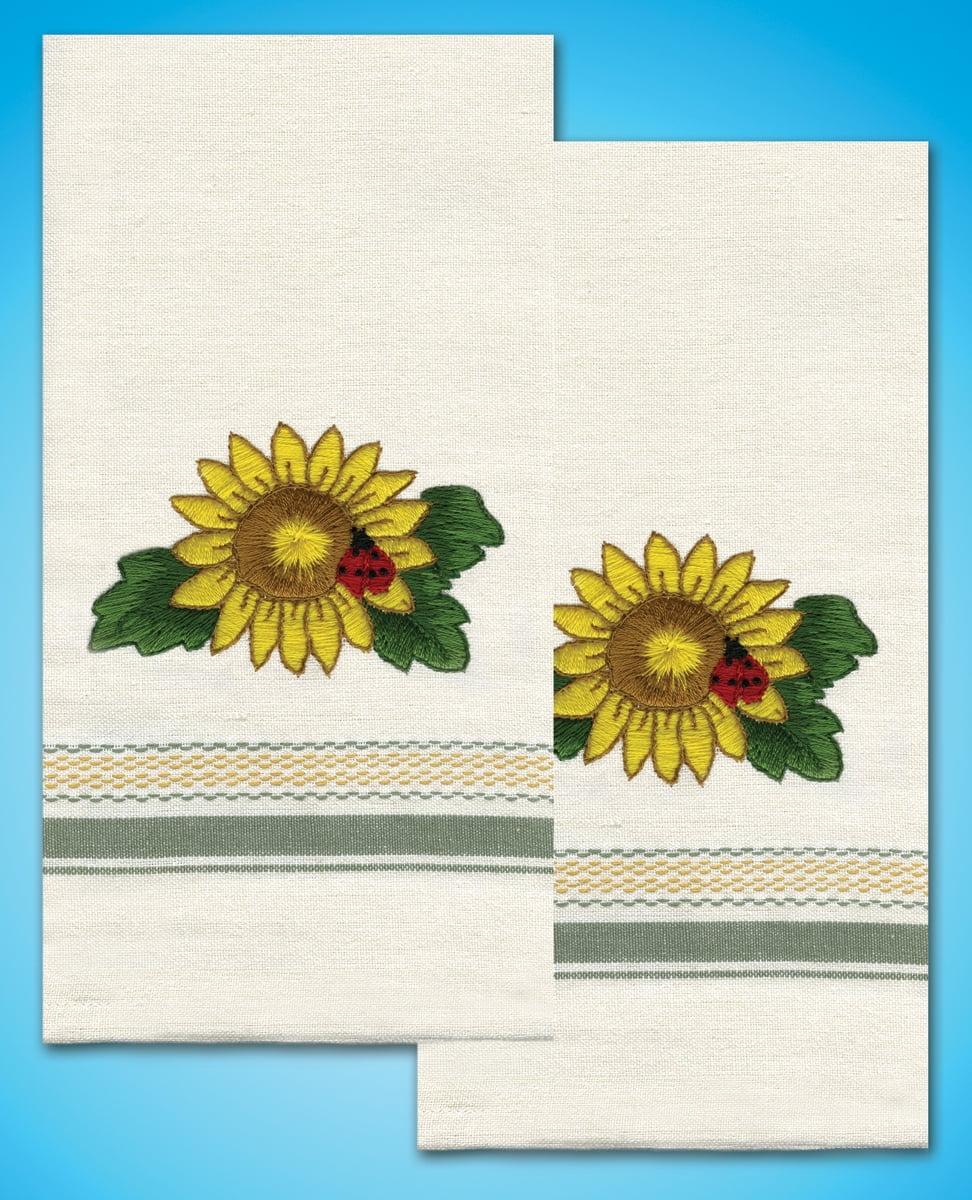 Tobin Sunflower Stamped Kitchen Towels For Embroidery Walmart Com Walmart Com