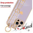 thumbnail image 4 of Phone Case Compatible with iPhone 15 Pro Max, Cute Love Heart Pattern for Women Girls Soft Plating Bumper Anti-Scratch Protective Cover with Wrist Strap Band Kickstand Holder-Purple, 4 of 12
