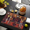 thumbnail image 4 of Vintage Artistic Boho Flax Placemats Set of 4, 12x18 Inch Washable Rustic Tribal Pattern Decor for Ethnic Nordic Kitchen or Farmhouse Style Dining Table Use, 4 of 6