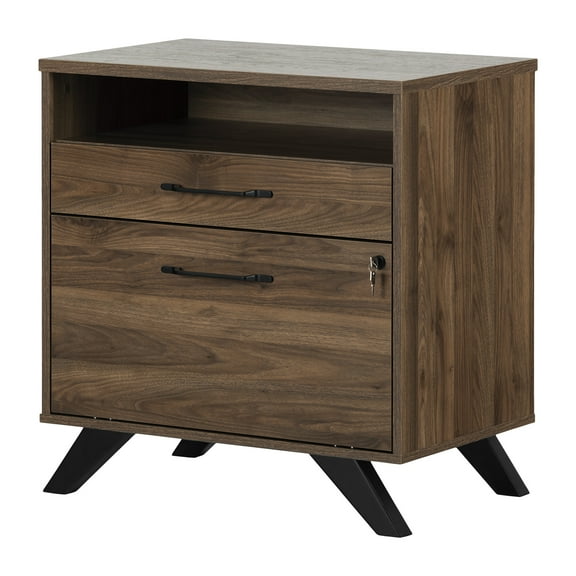 South Shore Furniture Helsy 2-Drawer File Cabinet, Natural Walnut