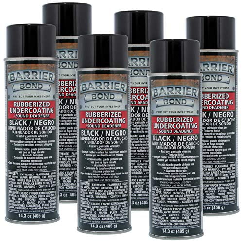 Barrier Bond Black Rubberized Undercoating Sound Deadener - 14.3 Fl. Ounce Spray Can (Pack of 6)
