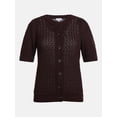 thumbnail image 6 of Scenario Women's and Women's Plus Crewneck Cardigan with Short Sleeves, Lightweight, Sizes XS-4X, 6 of 6