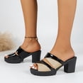 thumbnail image 2 of SEMIMAY Ladies Fashion Summer Color Contrast Leather Open Toe Thick High Heeled Slippers, 2 of 8
