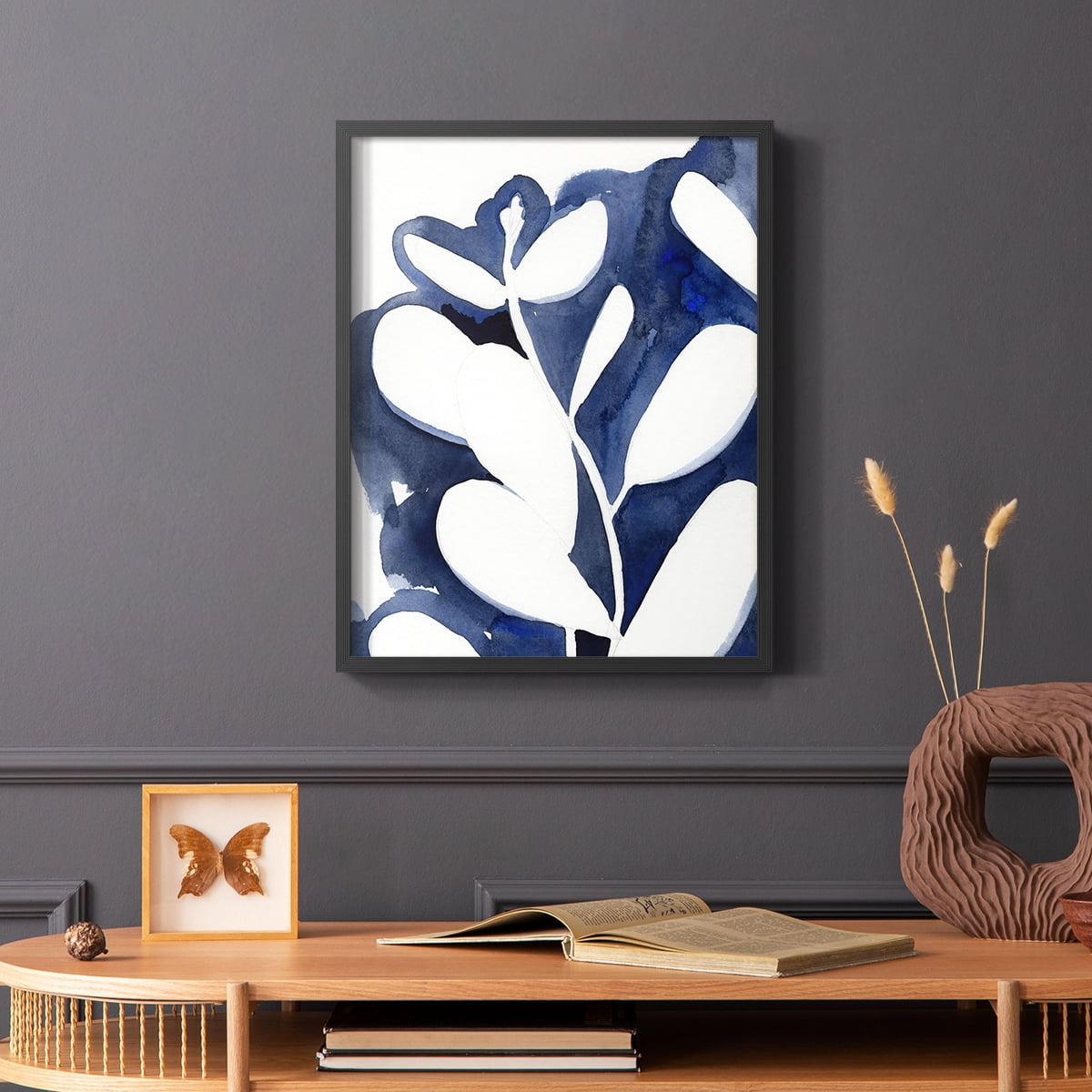 Blue Eucalyptus II Framed Print in Black Solid Wood Framed Print No Nail Hanging