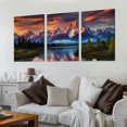 thumbnail image 2 of Nawypu Sunset Landscape Canvas Wall Art Decor Snow Mountain Forest River Nautre Canvas Picture Prints Artwork Bedroom Bathroom Office Home Decor Framed Ready to Hang 12''x16''X3 Panels, 2 of 4
