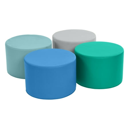 

ECR4Kids SoftZone Round Foam Ottoman Flexible Seating 12in Seat Height 4-Piece - Contemporary