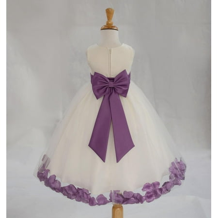 Christmas Wedding Bridesmaid Dress Ideas Ekidsbridal Satin Ivory Wisteria Tulle Petal Christmas Bridesmaid Recital Easter Holiday Wedding Pageant Communion Princess Birthday Clothing Baptism 302T size 12-18 month Flower Girl Dress ()