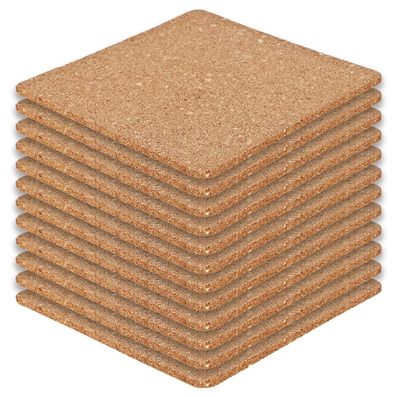 Square Cork Coasters/Placemats. Pack of 12 Sizes available: 10x10 cm. Protects your table from heat and stains.