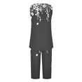 thumbnail image 5 of aohooy Womens Pajama Sets Trendy Floral Print Sleeveless Pleated Top with Capri Pants Pj Set Soft Sleepwear 2 Piece Lounge Set 2025 Gray,XL, 5 of 5