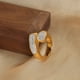 thumbnail image 3 of Anillo de acero de titanio chapado en oro con diseño de doble capa apilada con joyas de estilo lujoso, sencillo y con personalidad, 3 of 6