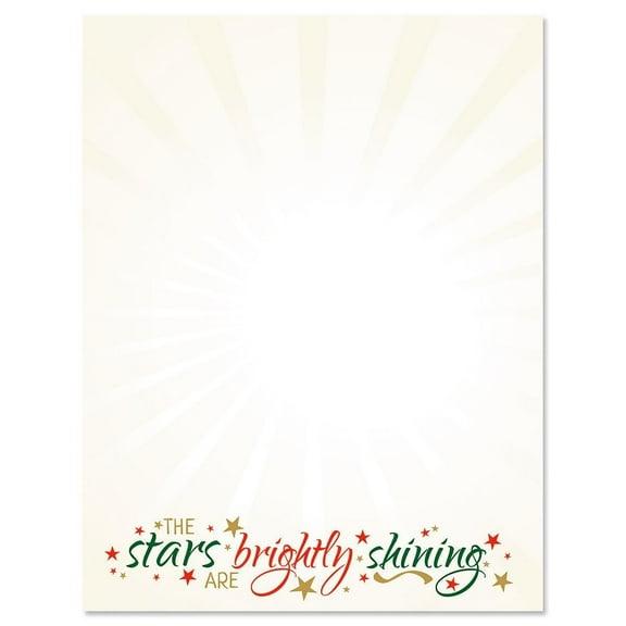 O Holy Night Christmas Letter Papers - Set of 25 Christmas stationery papers are 8 1/2" x 11", compatible computer paper