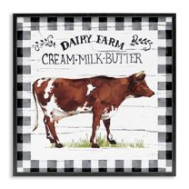 Stupell Industries Rustic Spring Cow Animals Painting Black Framed Art Print Wall Art, 24 x 24