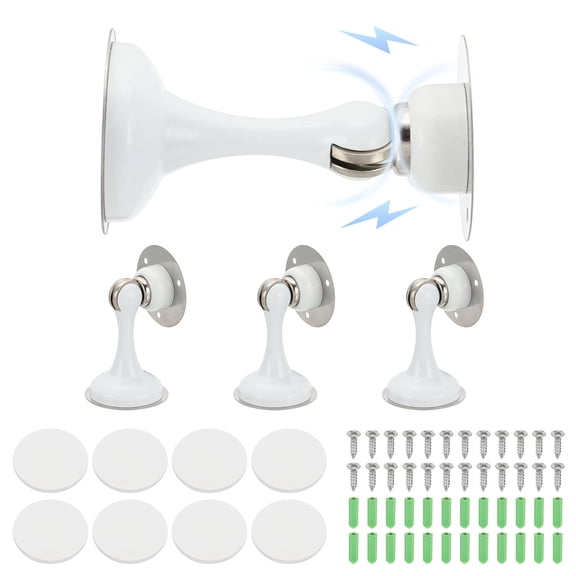 Magnetic Door Stoppers Stainless Steel Door Stops Wall Floor Mounted Doors Holder White, 4 Pack