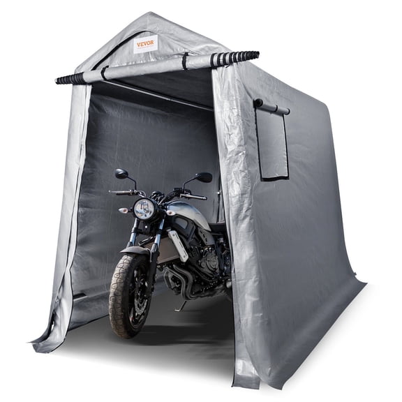 6x8ft Outdoor Storage Shed Portable Tent with Roll Up Door Ventilation Waterproof Roof Heavy Duty Frame for Patio Garage Motorcycle Lawn Mower Bicycle Grey