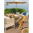 thumbnail image 5 of Outdoor Tablecloth with Umbrella Hole for Patio/Picnic/Party/Camping, Welcome Waterproof Table Cloth Rectangle Table Cover Washable, Summer Sunflowers Bohemia Floral Rustic Brown Wood (60"x 102"), 5 of 8