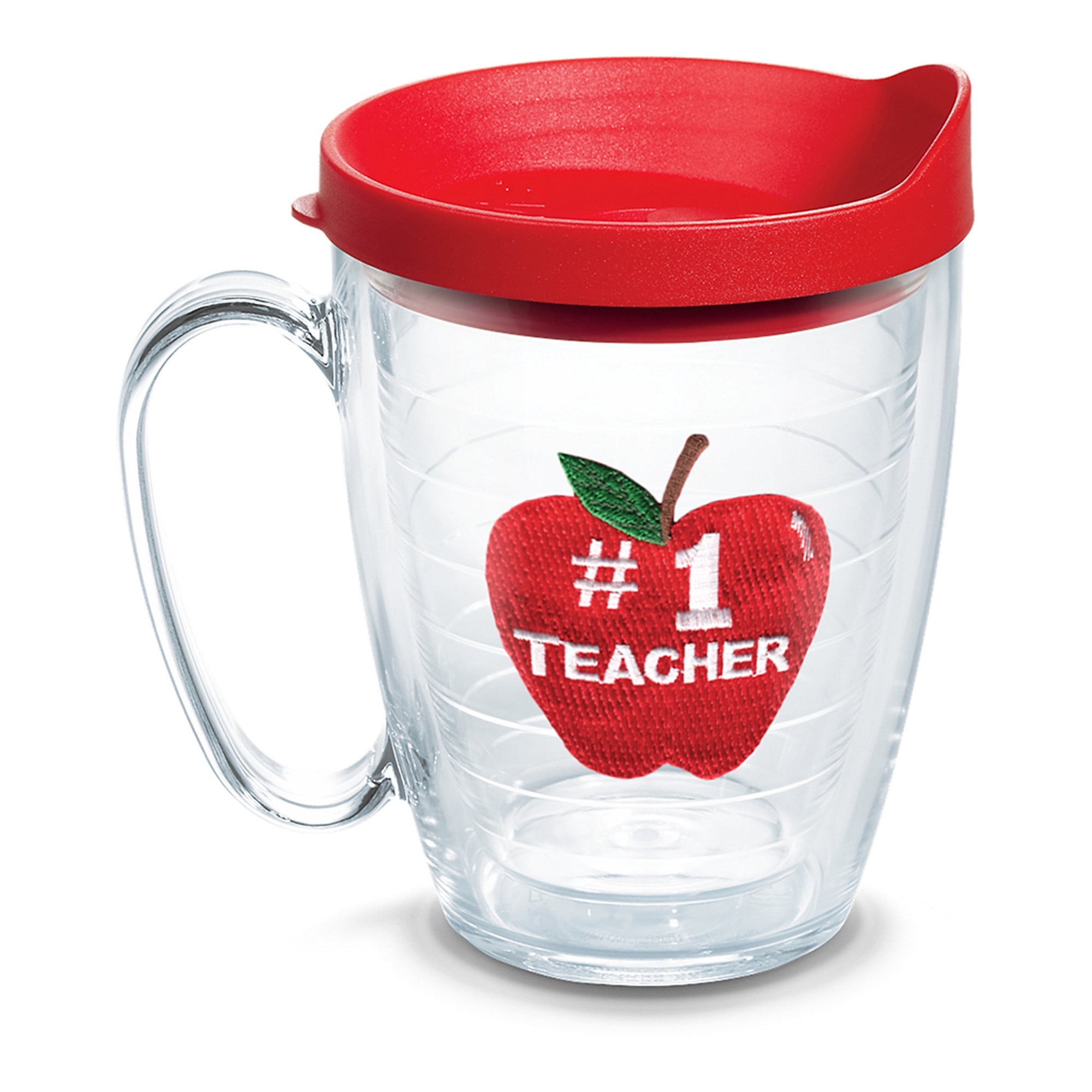 No1 Teacher Apple 16 oz Coffee Mug with lid