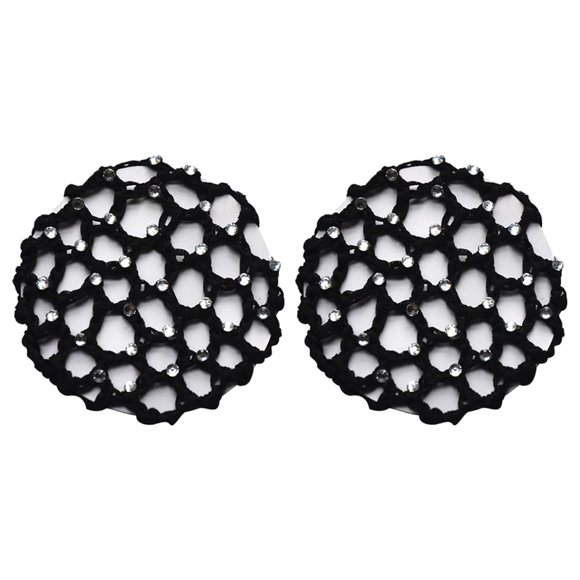 Mucho Hotter - Funda para moño de ganchillo hecha a mano, 2 unidades de redes para el pelo para moño, ballet, moño, redecilla para el pelo con decoración de perlas, accesorios elásticos para el pelo p