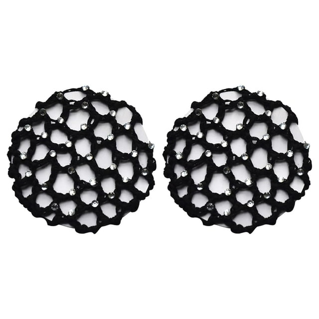 Mucho Hotter - Funda para moño de ganchillo hecha a mano, 2 unidades de redes para el pelo para moño, ballet, moño, redecilla para el pelo con decoración de perlas, accesorios elásticos para el pelo p
