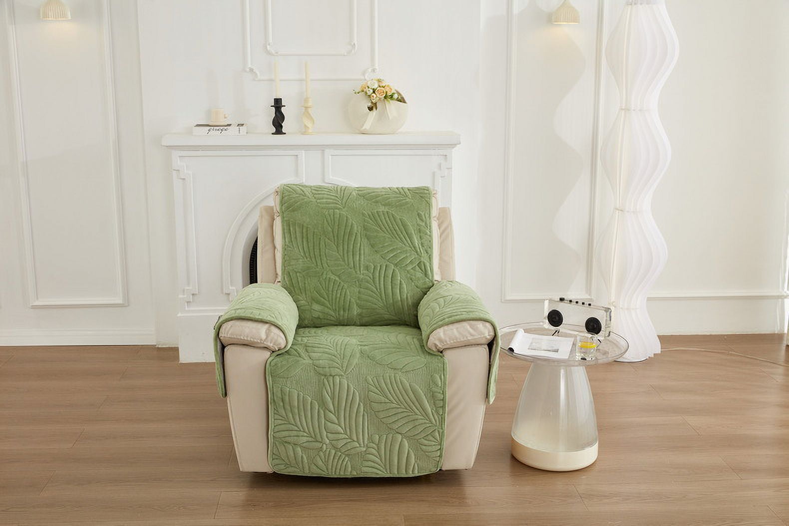 XmhyTop Couch Cover Quilted Leaf Sofa cushion Lint Easy - Fit Washable Reclining Chair Cover for Living Room Sofa - Ideal Furniture Protector 23.62*88.58inch (Green)