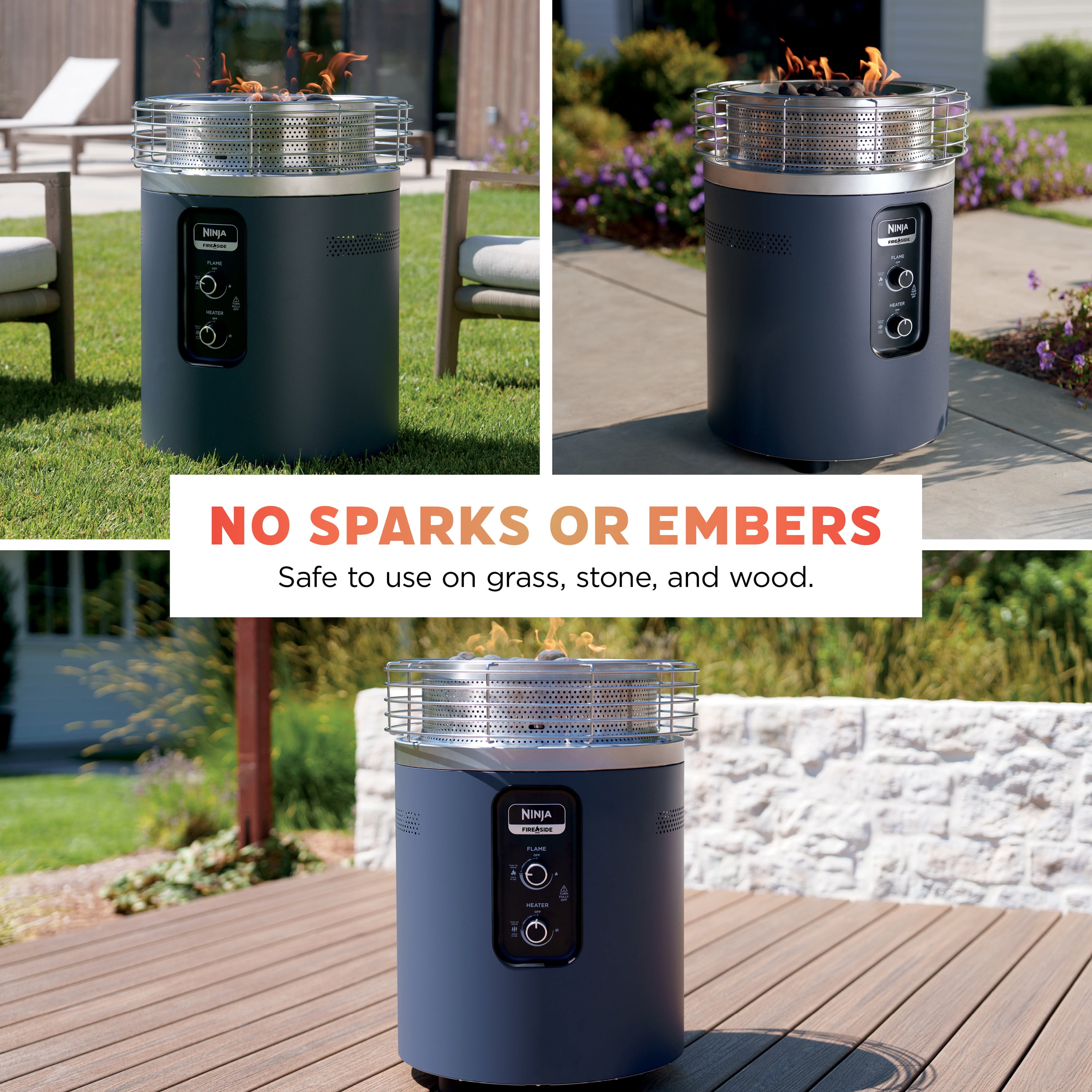 Ninja Fireside360 Outdoor Heater & Fire Pit, Cyberspace Gray