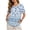 Blue Flower, variant on Dragonfly Lavender Print Casual Short Sleeve T Shirt for Women Linen-Like Crewneck Blouses Oversized Tops Lightweight Soft Tunic Pullover with Decorative Buttons, 4XL