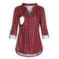 thumbnail image 1 of Cathalem Tuniques de Maternité pour Femmes Hauts à Manches Longues, Col en V Croisé, Vêtements de Maternité pour Allaitement, Blouse de Grossesse Décontractée, Rouge TG, 1 of 5