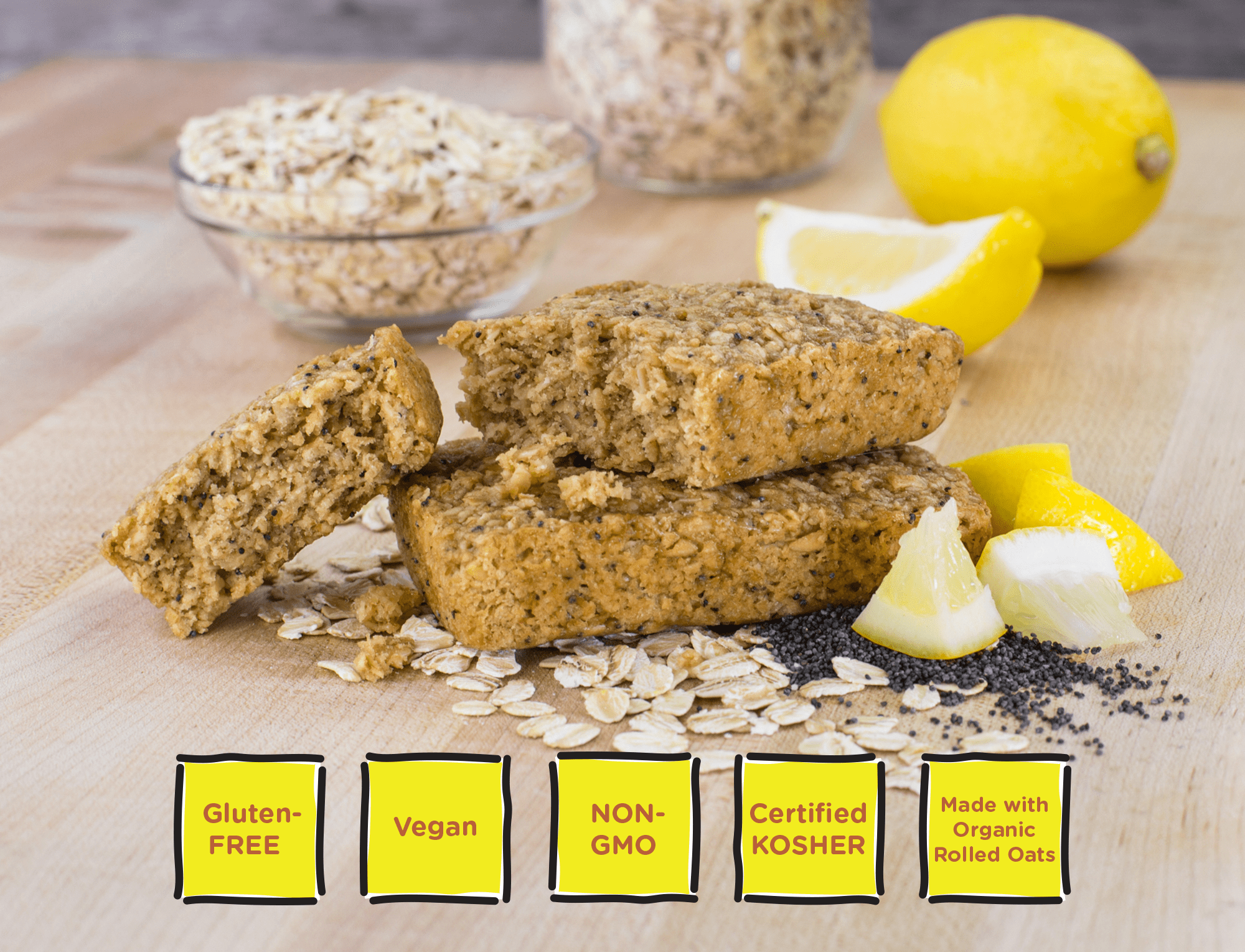 Bobo's Oat Bars, Gluten Free, Lemon Poppyseed, 3 Oz, 12 Count