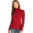 thumbnail image 1 of XINQIHANG Women Turtleneck Tops Long Sleeve Fine-Ribbed Lightweight Stretch Base Layer Shirts, 1 of 4