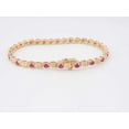 thumbnail image 5 of Hitanshu Jewels 14K Yellow Gold Plated Tennis Bracelet with Round Pink Ruby Gemstones – Elegant Floral Design for Women, 5 of 6