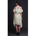 thumbnail image 2 of Bimba Robe Midi à Manches Flottantes Imprimé Oiseau Blanc Épaules Dénudées Femme - X-Small, 2 of 6